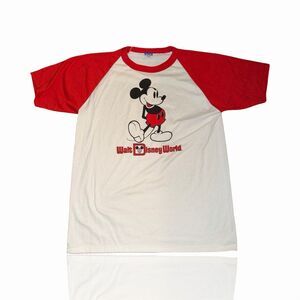 Vintage 80s Disney Mickey Mouse Red Raglan T-Shirt Unisex XL